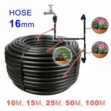 Garden Irrigation BLACK Hose Pipe Reel Reinforced 16mm SUPER STRONG LDPE_10~100m