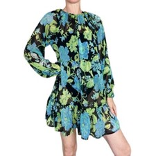 ASOS Design Green & Blue Cottage Sheer Floral Mini Dress