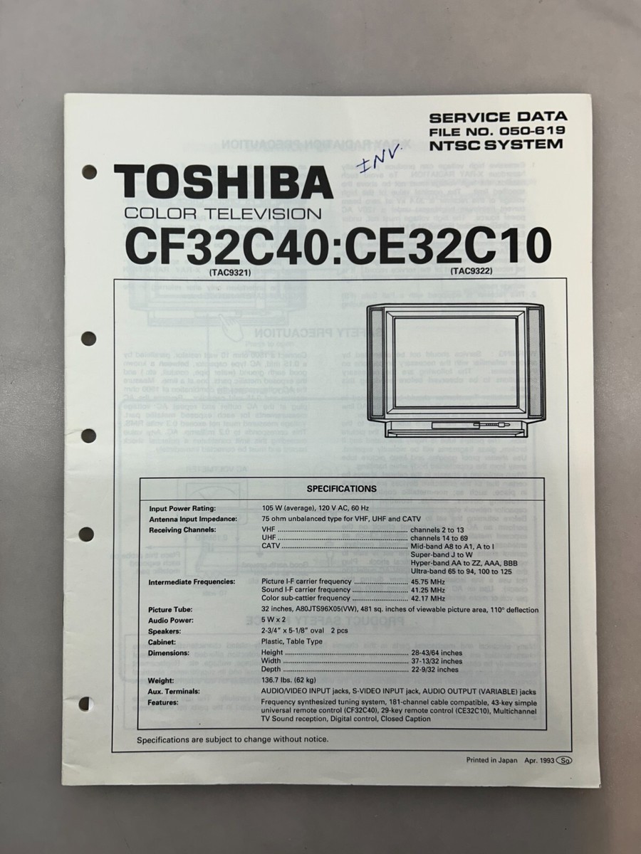Toshiba CF32C40 CE32C10 Original Service Manual Free Shipping | eBay