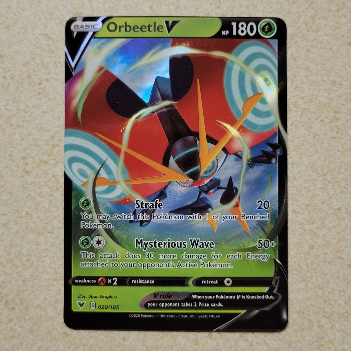 Orbeetle V OC Miscut Error Pokemon Card Vivid Voltage 020/185 | eBay
