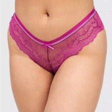 NEW Frederick's of Hollywood Caroline Boyshort Panty Size L Fuchsia Silver NWT