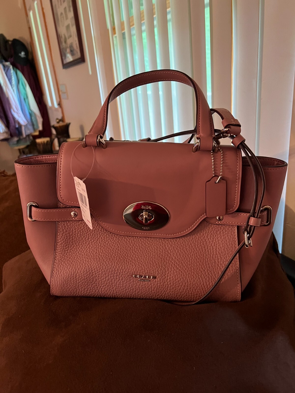 Coach Blake Flap Crossbody Bag in Petal Pink Leather  