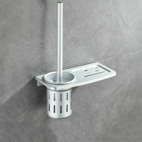 Bathroom Silver Toilet Brush & Holders