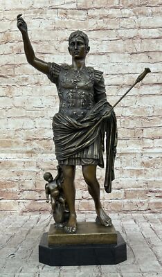 Hot Cast Extra Large Emperor Julius Caesar Bronze Sculpture Marble Base Figurine