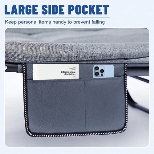 66in Adults Folding Sleeping Cot Guest Bed Heavy Duty Portable Cots Camping - Picture 10 of 15