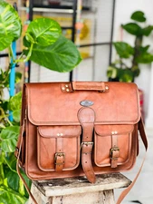 Village Leather Vintage Men Messenger Shoulder Bag Laptop Satchel Briefcase