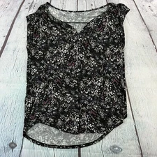 Loft Outlet Womens Floral Sleeveless V Neck Shirt Sz Small