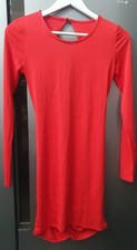 Missguided Slinky Red Bodycon Mini Dress UK12 EU40 US8 Ruched Back Party Dress