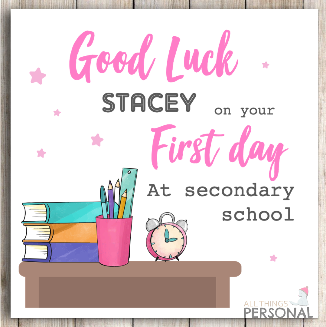 First Day At Secondary School Card Good Luck Girls Granddaughter Daughter 1st