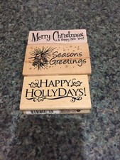 New Never Used 3 Wood Rubber Holiday Stamps By Inkadinkado 2  Stamp Out 1 