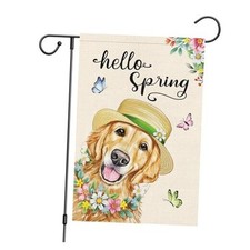 Hello Spring Garden Flag 12x18 Double Sided Vertical, Burlap Small Welcome
