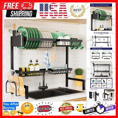 Adjustable Over Sink Dish Rack - Rust-Free, Space-Saving & Functional