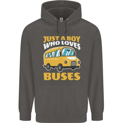 Just a Boy Who Loves Buses Bus Driver Childrens Kids Hoodie - Picture 13 of 37