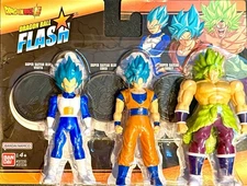 Bandai Dragon Ball Flash Super Saiyan  VEGETA, GOKU & BROLY 4" Figures Set Of 3