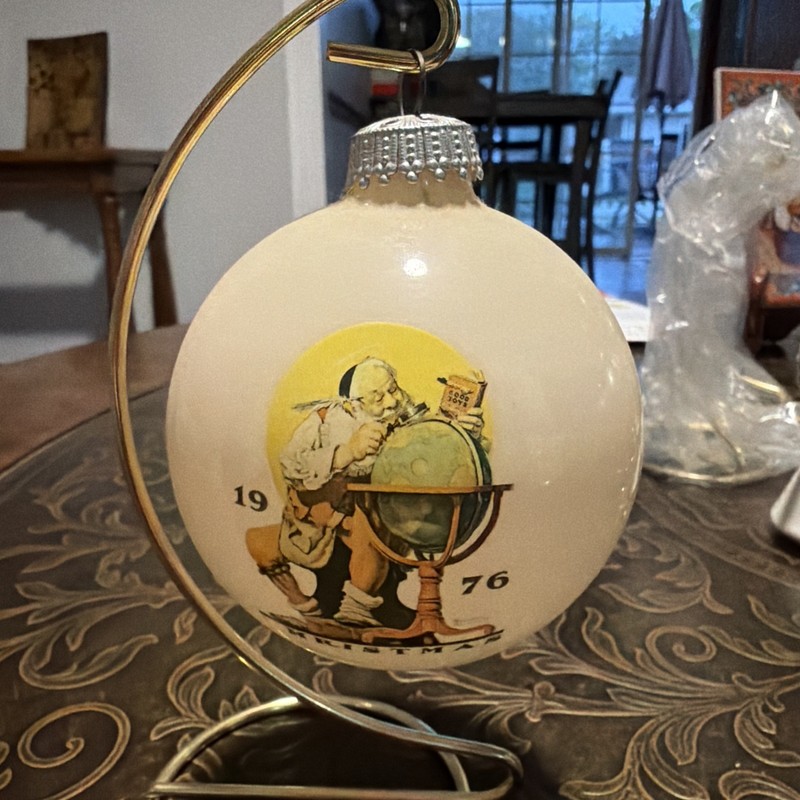 Norman Rockwell 2nd Limited Edition 1976 Christmas Ornament Bulb Vintage Santa