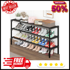 Long Shoe Rack - 3 Tier Shoe Organizer for Closet, Entryway, Garage - Stackable