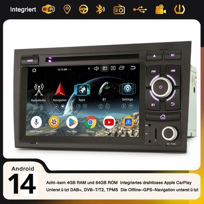 CD DVD für AUDI A4 SEAT EXEO Android Autoradio 8 Kern CarPlay Navi 4+64GB 4G LTE