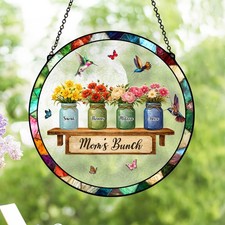 Personalized Mom  s Bunch Stained Glass Suncatcher, Custom Birth Flower Gift