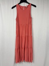 A New Day Coral White Striped Sleeveless Tiered Maxi Dress Cottage Size XS