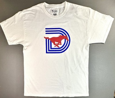 CHAMPION SMU MUSTANGS WHITE THROWBACK Triple D LOGO SHORT SLEEVE T SHIRT Men s.