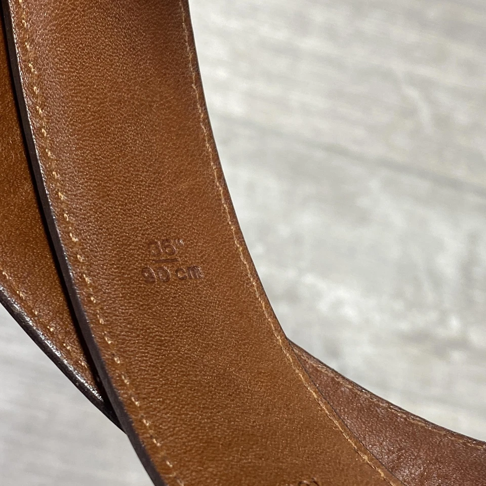 Cinturón Coach para hombre 38 cuero borgoña hebilla de latón macizo cuero de vaca pulido Foto 3 de 4