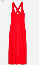 NEW J.Crew Women’s Red Ribbed Stretchy Long Knit Summer Dress