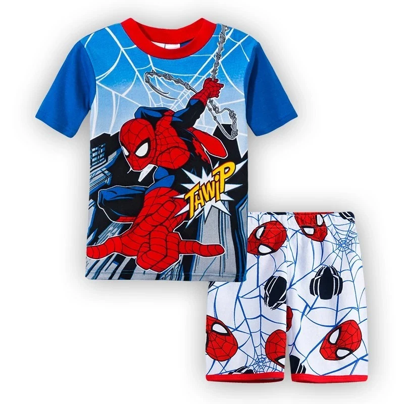 Boys Superhero Spiderman Pyjamas Pjs Set Kids T-Shirt Shorts Sleepwear Outfits - image 2 of 4