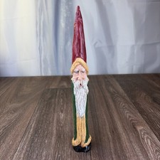Hand Carved Painted Santa Claus Folk Art Tall Pencil Christmas Decor Approx 12"