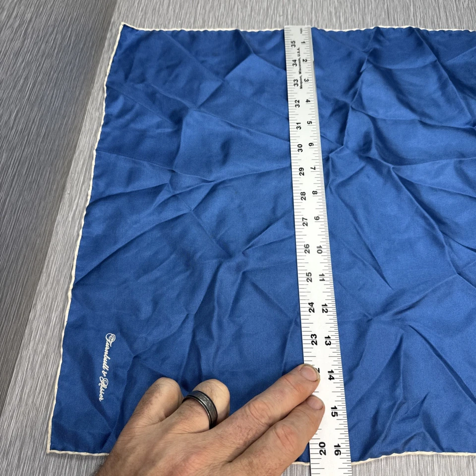 Pañuelo cuadrado de bolsillo de seda azul Turnbull & Asser hecho en Inglaterra para hombre Foto 4 de 4