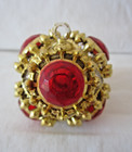 Vintage Plastic GOLD & RED JEWEL Triangle Lot of 4 Christmas Ornament Decoration — photo 7