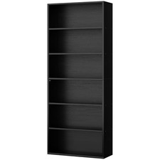 Bookshelf,6-Tier Open Bookcase and Bookshelves,6 Shelf Display Storage Black