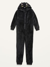 Schwarze Katze Zipster Halloween Kostüm mit Kapuze Jungen Mädchen Gr. 6-7 Fleece gefüttert