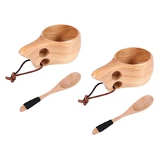 2Pack Nordic  Wooden Cup Kuksa Cup Portable Outdoor Camping Drinking Mug1398