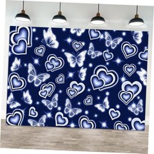 Blue Heart Early 2000s Backdrop Y2K Old School 90s Photography 7x5ft Color 1