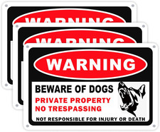 3 Pack Beware of Dog Signs for Fence - 10X7 Inch, Rust Free Aluminum, Reflective