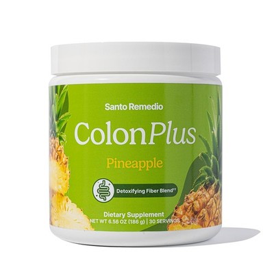 Santo Remedio Colon Plus 30 Servings - Psyllium Fiber & Probiotics, Pineapple
