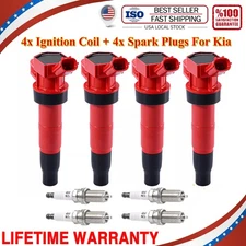 4 Ignition Coil & Iridium Spark Plug Set for 2010-2013 Kia Forte 2.0L 2.4L UF611