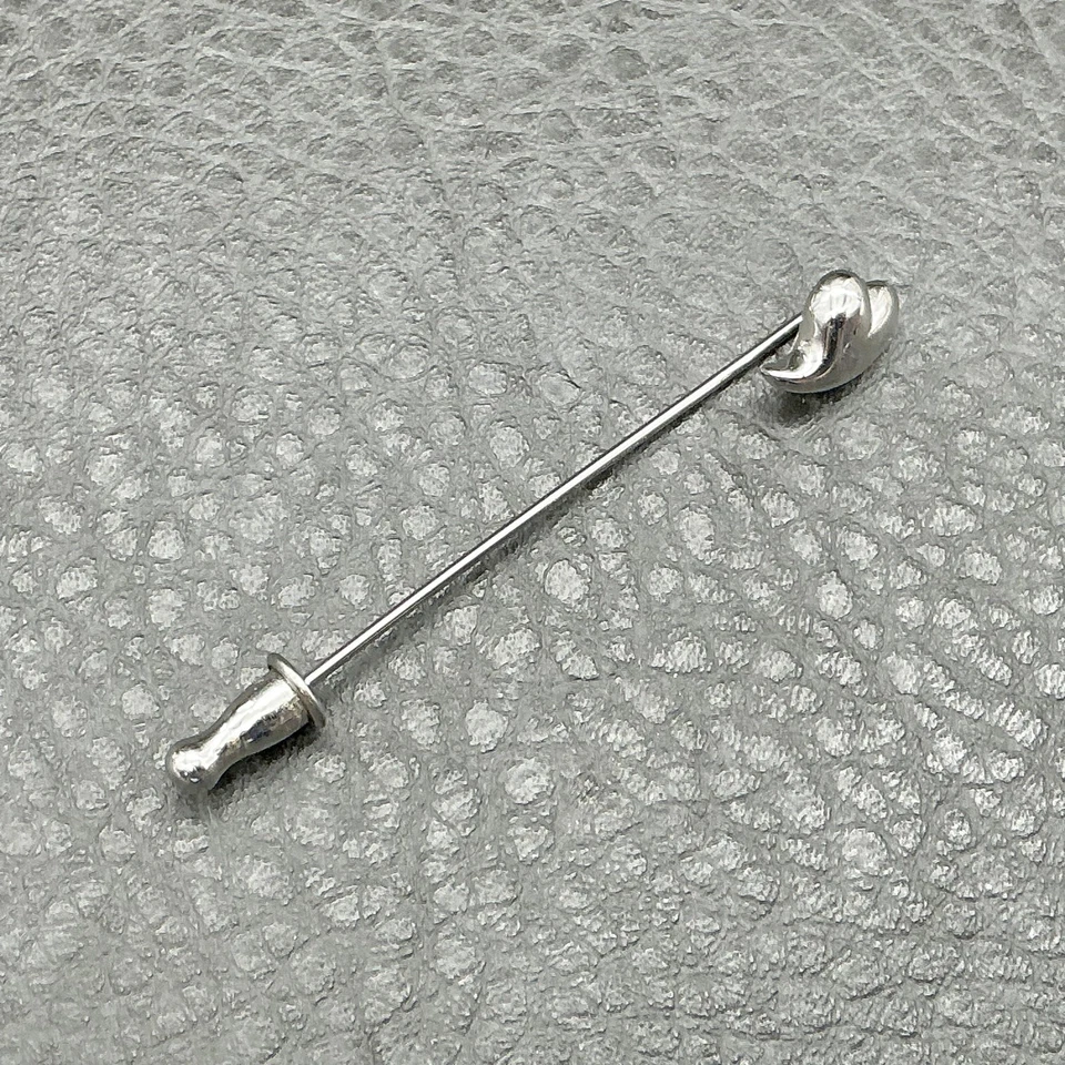 Monet Heart Stick Pin Silver Tone Lapel Tie Tac Brooch Signed Costume Jewelry - Image 2 of 4