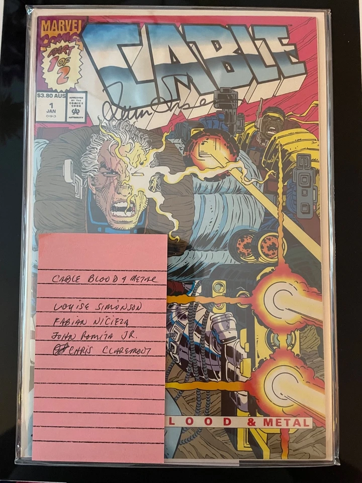 CABLE- BLOOD AND METAL #1, MARVEL Aug 11, 92/Oct 92, Australian NPV signed 1x - Image 2 of 4