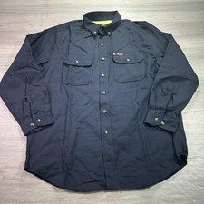 MCR Safety Shirt Mens XL Navy Summit Breeze FR CAT 2 Workwear Button Front