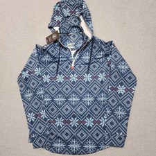 Swannies Golf Donner Hoodie Men's Medium Navy Blue Quarter Zip Logo Zip Pockets