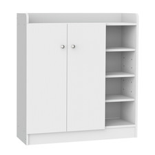 Shoe Cabinet White E1 Chipboard 83x30x90cm 2 Door 4 Adjustable Shelves Melamine