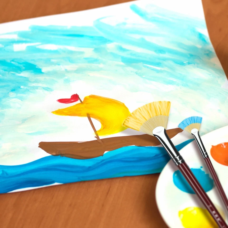 Pincel Fan Art XDT#646 9 piezas #0#2#4#6#8#10#12#14#16 acuarela acrílica al óleo cerdo Foto 4 de 4