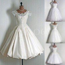 Short Wedding Dresses Vintage 1950s A Line Satin Lace Retro Mini Bridal Gowns