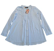 Indigo Poppy Top Maternity Shirt Flowy Blouse Sz S  Light Blue Long Sleeve NWT