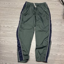 Vintage 90s Nike Men's Track Nylon Pants Green Blue Size XL Baggy Zipper Ankles