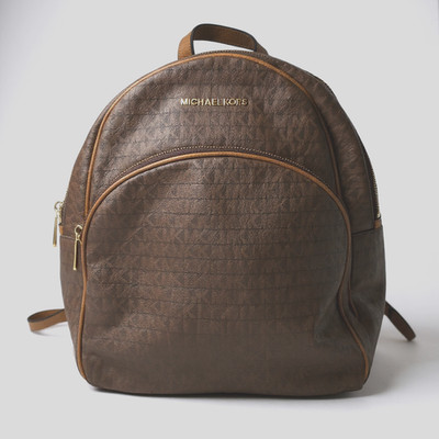 Michael Kors Abbey  Backpack MK Signature PVC Leather Brown, GC
