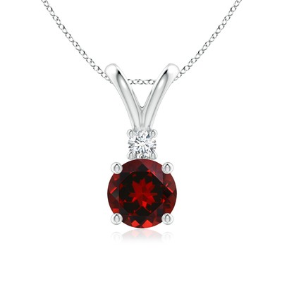 Angara 1,57 ct natürlicher Granat Anhänger Halskette mit Diamant für Frauen in Silber