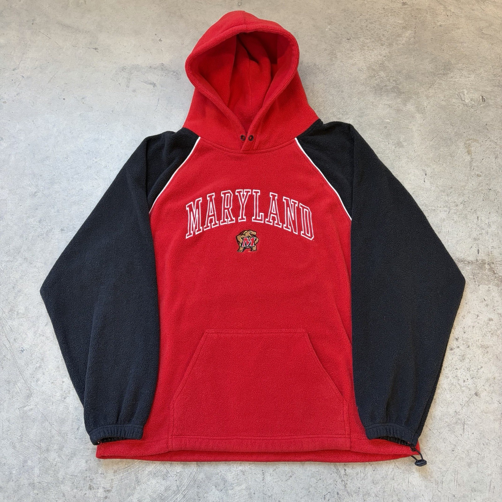 Vintage Starter Maryland Terrapins Fleece Hoodie Spell Out Pullover Logo Size XL
