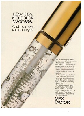 Max Factor No Color Mascara No More Racoon Eyes Vintage 1988 Print Ad